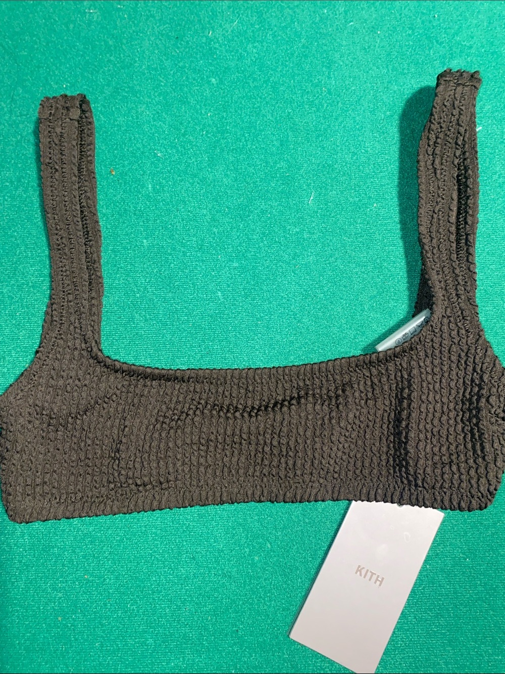 Kith Black Smocked Square-Neck Bralette
